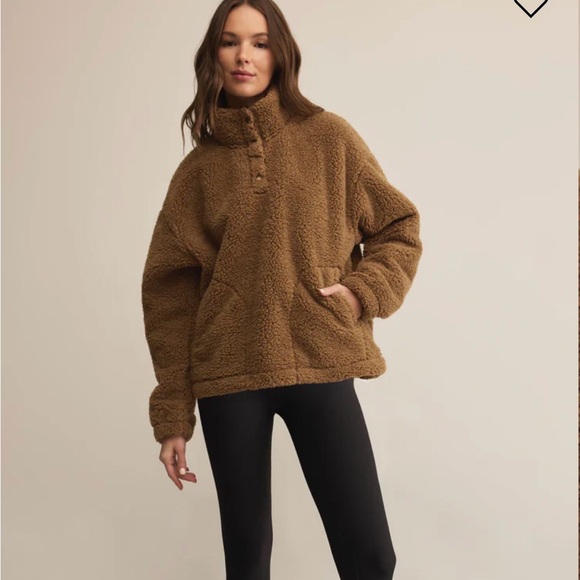 Z Supply Jackets & Blazers - Z Supply Brooklyn Sherpa Jacket Soft Teddy Pullover in Camel Brown Small